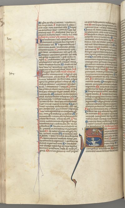 Fol. 224v, Psalm 68, historiierte Initiale S, David im Wasser, der zu Gott oben fleht von Unbekannt