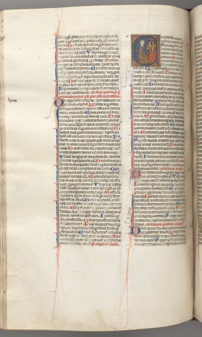 Fol. 227v, Psalm 80, historiierte Initiale E, David schlägt ein Glockenspiel der Höllen, um 1275-1300 von Unbekannt