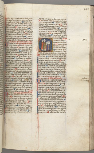Fol. 230r, Psalm 97, historisierte Initiale C, zwei Kleriker singen an einem Lesepult, um 1275-1300 von Unbekannt