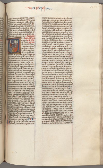 Fol. 350r, Hosea, historisierte Initiale V, Hosea predigt drei Männern, um 1275-1300 von Unbekannt