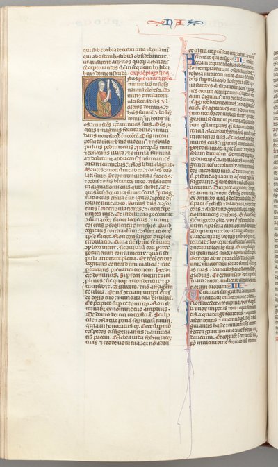 Fol. 360v, Nahum, historiierte Initiale O, Nahum kniend mit einer Schriftrolle, Büste Gottes oben, um 1275-13 von Unbekannt