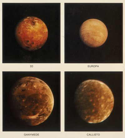 Vier Monde des Jupiter. Io, Europa, Ganymed und Kallisto, 1979 von Unbekannt