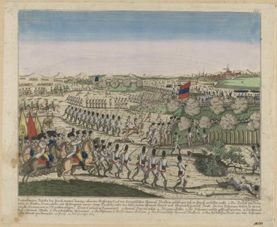 Französische und russische Truppen auf dem Zürichberg im Ersten Schlacht von Zürich, um 1810 von Unbekannt