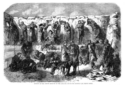 Französischer Schützengraben in der Parallele vor dem Mamelon und dem Weißen Turm, Sewastopol, Krimkrieg, 1855 von Unbekannt
