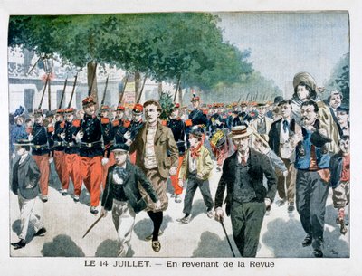 Französische Soldaten kehren von der Parade am 14. Juli zurück, 1901 von Unbekannt