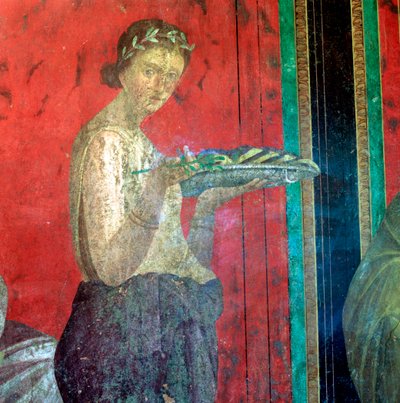 Fresko Detail, Initiierter bringt ein Opfer dar, 1. Jahrhundert v. Chr. von Unbekannt