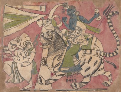 Ganesha führt Shiva und Durga in einer Prozession, 18. Jahrhundert von Unbekannt