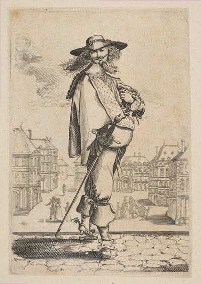 Herr mit einem Schwert vor einigen Gebäuden, 1629 von Unbekannt