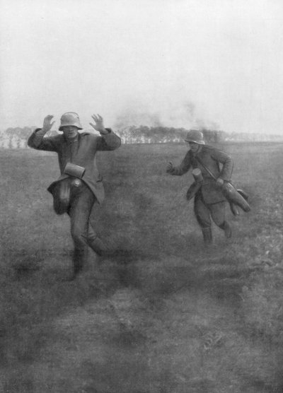 Deutsche Soldaten kapitulieren in der Nähe von Vierzy, südlich von Soissons, 18. Juli 1918 von Unbekannt