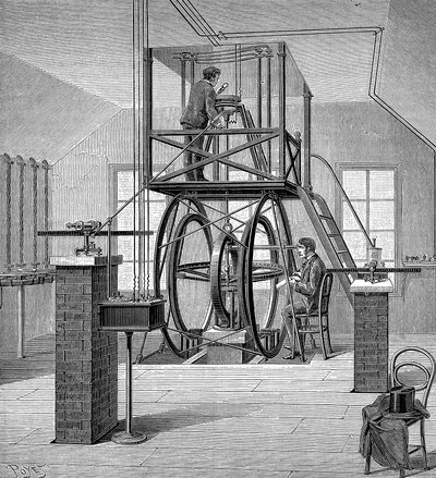 Riesengalvanometer im Physiklabor der Cornell University, New York, USA, 1886 von Unbekannt