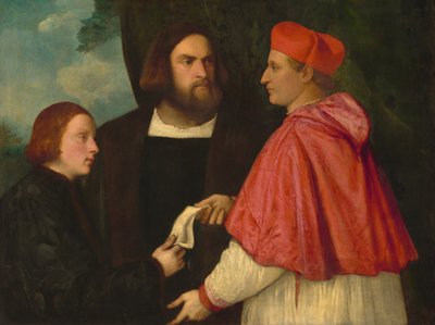 Girolamo und Kardinal Marco Corner investieren Marco, Abt von Carrara, mit seinem Benefizium, ca. 1520-1525 von Unbekannt