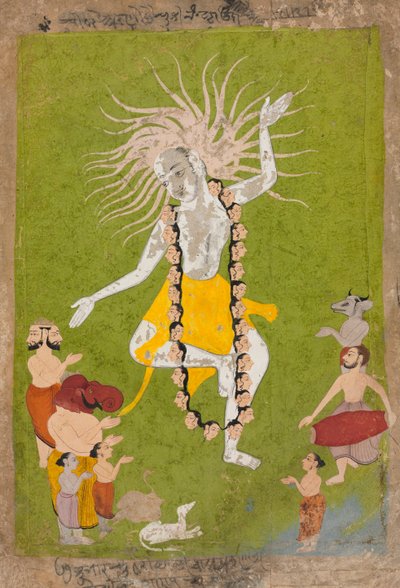 Gott Shiva in seiner wilden Gestalt als Mahakala tanzend, ca. 1700-1710 von Unbekannt
