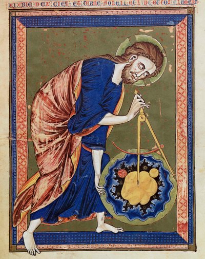 Gott, der göttliche Architekt. Illumination aus der Bible moralisée, Codex Vindobonensis 2554, ca. 1250 von Unbekannt