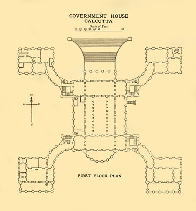 Regierungshaus Kalkutta - Grundriss des ersten Stocks, 1925 von Unbekannt