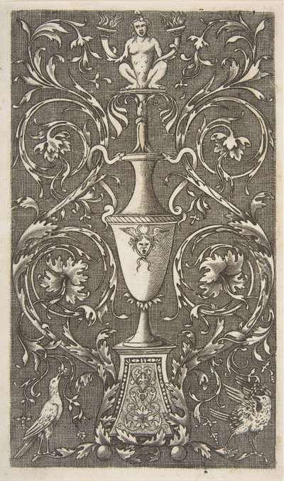 Groteske mit einer Vase, Vögeln und Akanthusranken von Unbekannt
