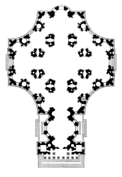 Grundriss der St. Pauls Kathedrale, London, zweites Design, 17. Jahrhundert, 1882 von Unbekannt