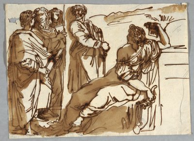 Gruppe mit Petrarca und Sappho auf dem Parnass nach Raphael Sanzio von Unbekannt