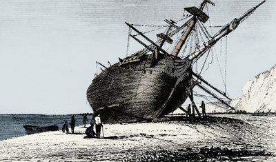 HMS Beagle an Land, Rio Santa Cruz, Patagonien, Südamerika von Unbekannt
