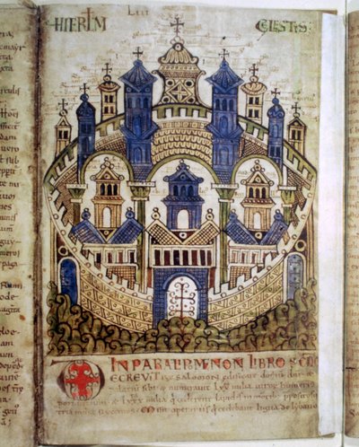 Himmlisches Jerusalem, eine Seite aus Liber Floridus, 12. Jahrhundert von Unbekannt