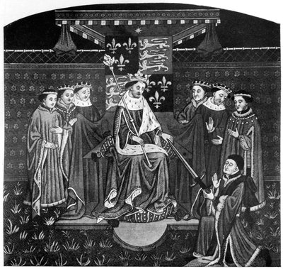 Heinrich VI. überreicht ein Schwert an John Talbot, Earl of Salisbury von Unbekannt