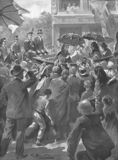 Besuch Ihrer Majestät im East End von London von Unbekannt
