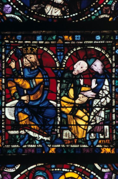 Herodes und seine Berater, Buntglas, Kathedrale von Chartres, Frankreich, 1145-1155 von Unbekannt