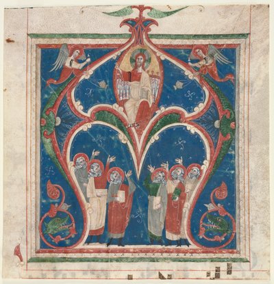 Historiierte Initiale A aus einem Antiphonar: Christus in Majestät mit Propheten von Unbekannt
