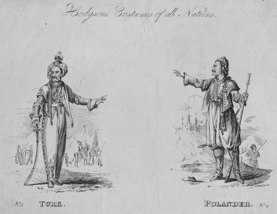 Hodgsons Kostüme aller Nationen: Nr. 3 - Türke, Nr. 4 - Pole, ca. 1822 von Unbekannt