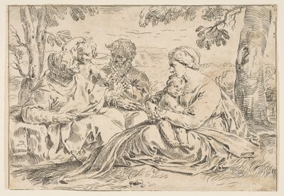 Heilige Familie mit der heiligen Elisabeth und dem heiligen Johannes dem Täufer, Kopie in umgekehrter Richtung von Unbekannt