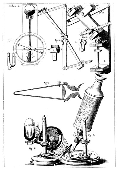 Hookes Mikroskop mit Kondensor zur Lichtkonzentration, 1665 von Unbekannt