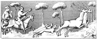 Hirschjagd mit Hunden, 14. Jahrhundert 1849 von Unbekannt