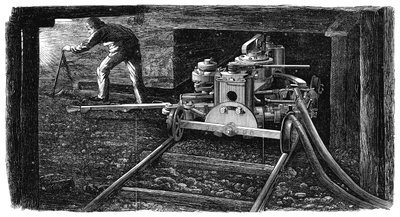 Hydraulische Kohleschneidemaschine, genannt Der Eiserne Mann, 1867 von Unbekannt