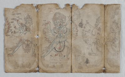 Ikonografische Zeichnung tantrischer erleuchteter Wesen, um 1500 von Unbekannt