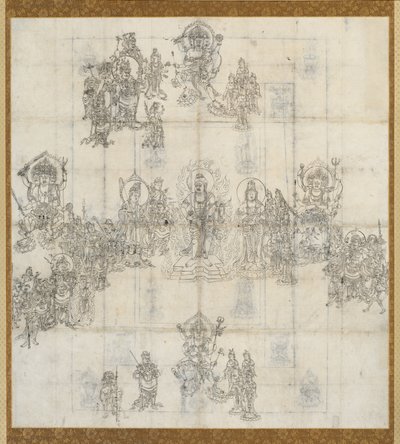 Ikonographische Skizze Zuzo für das Sutra-Mandala der Wohlwollenden Könige, 1100er von Unbekannt