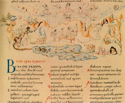 Illustration und Teil des Textes von Psalm 103, ca. 1000-1050, 1947 von Unbekannt