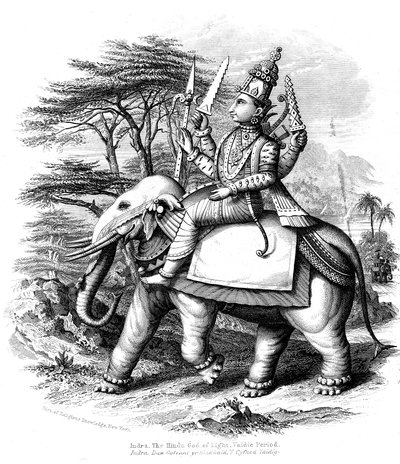 Indra, Hauptgott der vedischen Götter Indiens, auf seinem Elefanten, ca. 1880 von Unbekannt