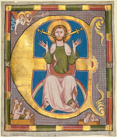 Initiale E aus einem städtischen Gesetzbuch: Das Jüngste Gericht, ca. 1330 von Unbekannt
