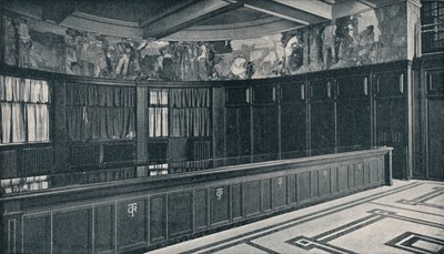 Innenraum der neuen Londoner Büros der Grand Trunk Railways mit Tempera-Fries von Frank Brangwyn von Unbekannt