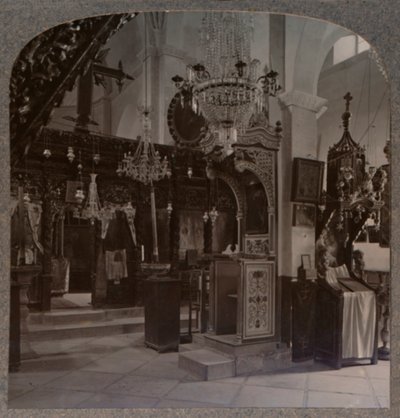 Innenraum der Synagoge, in der Christus predigte, Nazareth, um 1900 von Unbekannt