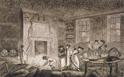 Innenansicht der Räumlichkeiten von Nathaniel Bentley, Leadenhall Street, City of London von Unbekannt
