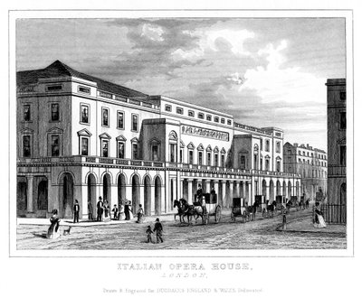 Italienisches Opernhaus, Haymarket, Westminster, London, spätes 18. - frühes 19. Jahrhundert von Unbekannt
