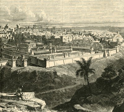 Jerusalem zur Zeit Jesu Christi, zeigt den von Herodes dem Großen restaurierten Tempel, 1890 von Unbekannt