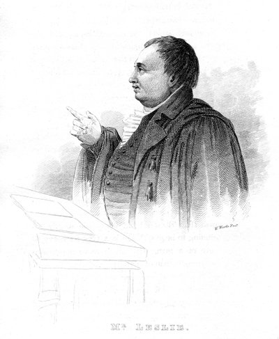 John Leslie 1766-1832, schottischer Naturphilosoph und Physiker, beim Vortragen, 19. Jahrhundert von Unbekannt