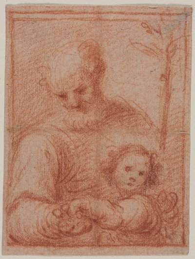 Joseph und Kind recto, Fragment von zwei Figuren verso, 16. Jahrhundert von Unbekannt