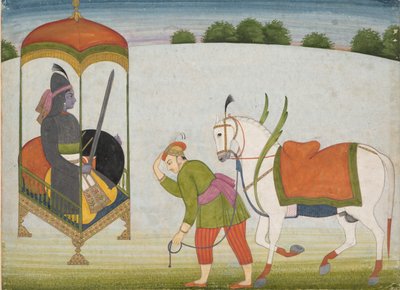 Kalki Avatar, die zukünftige Inkarnation von Vishnu: Seite aus einem verstreuten Manuskript, ca. 1760-70 von Unbekannt