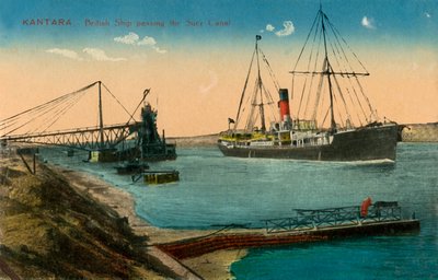 Kantara - Britisches Schiff passiert den Suezkanal, ca. 1918-1939 von Unbekannt