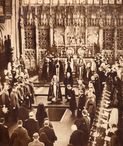 König Edward VIII. streut Erde auf den Sarg seines Vaters, 1936 von Unbekannt