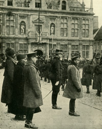 König Georg V. in Furnes, Belgien, Erster Weltkrieg, 4. Dezember 1914 von Unbekannt