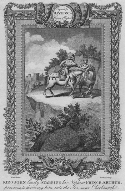 König Johann ersticht feige seinen Neffen Prinz Arthur, bevor er ihn ins Meer wirft, ca. 1787 von Unbekannt