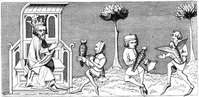 König Modus lehrt die Kunst der Falknerei, 14. Jahrhundert, 1849 von Unbekannt